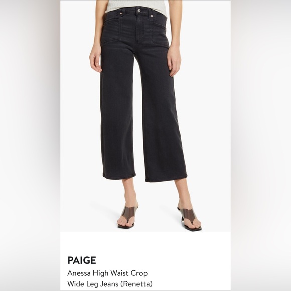 PAIGE Charcoal Cropped Wide-Leg Jeans - Picture 5 of 5